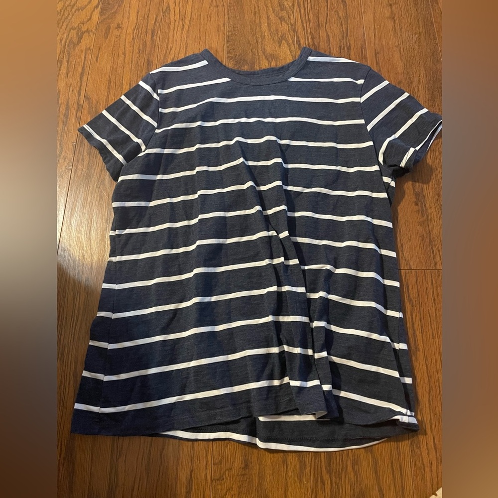 Time and Tru Navy and White Striped Top